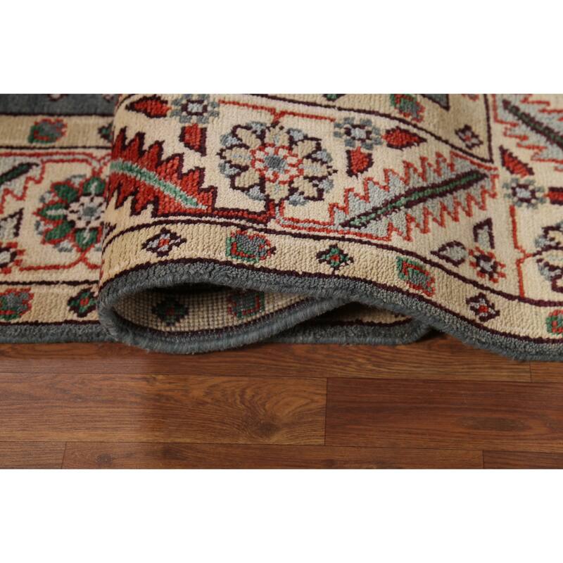 Gray Geometric Oushak Oriental Area Rug Handmade Wool Carpet - 7'9"x 9'11"