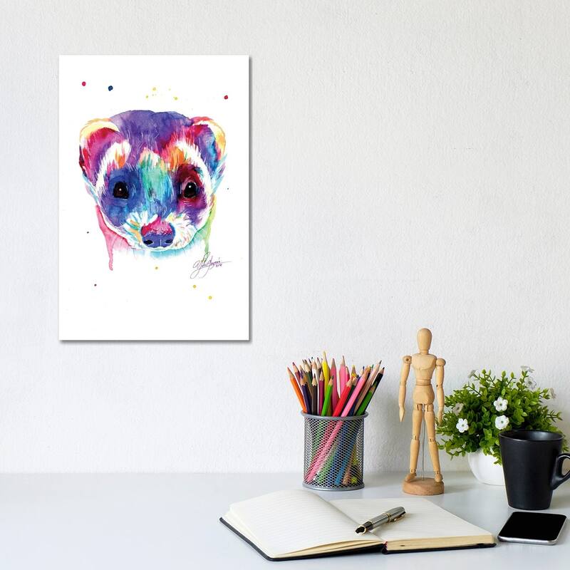 iCanvas "Colorful Ferret" by Yubis Guzman Canvas Print - 12x8x0.75