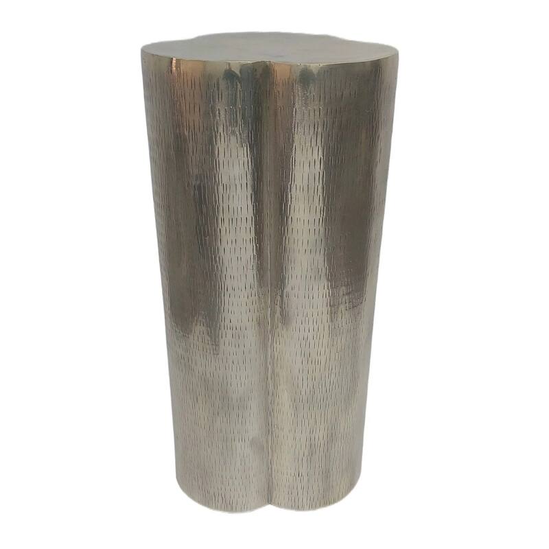 Metal Side Table with Modern Textured Base Elegant Narrow Home Decor