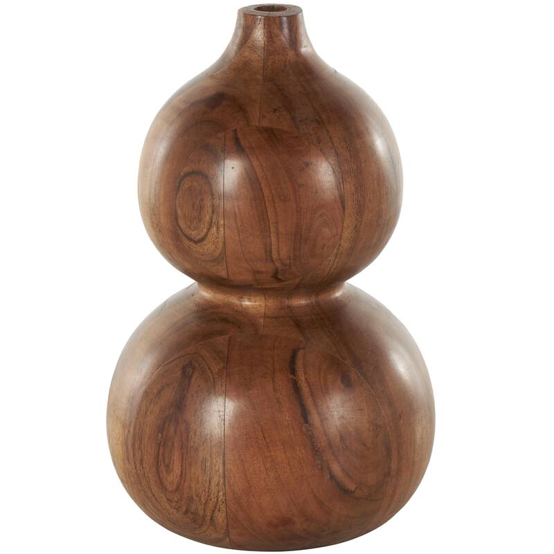 Brown Wood Bubble Decorative Vase with Natural Wood Grains