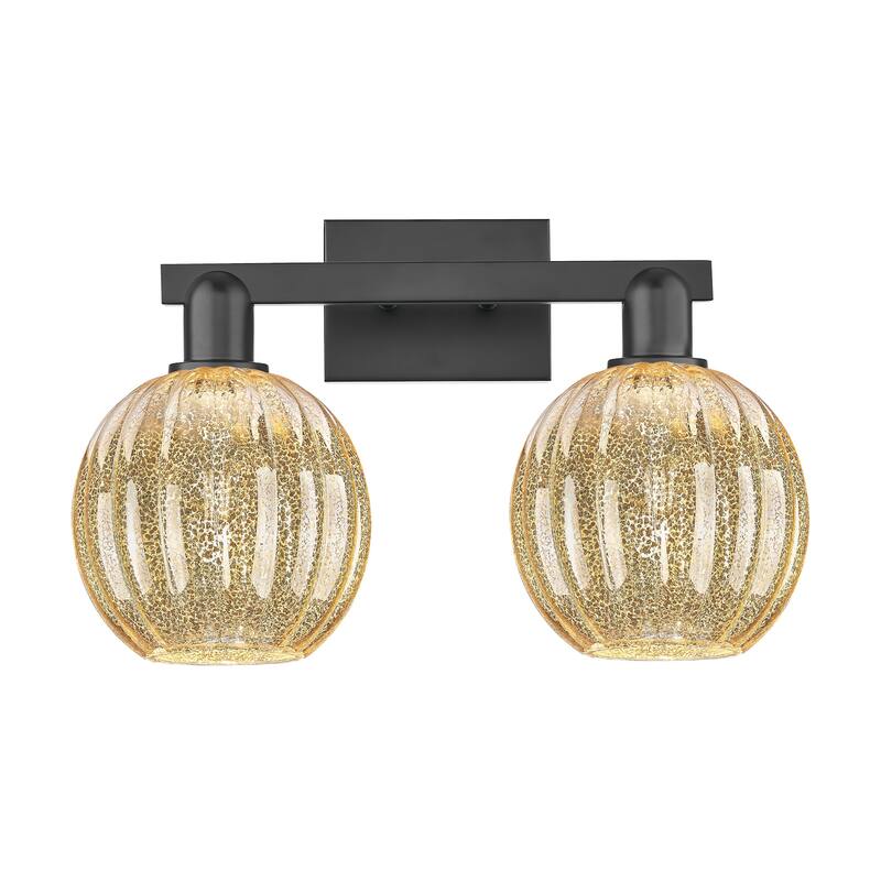 Innovations Lighting 716-2W-12-16 Preston Vanity Preston 2 Light 16" - Matte Black / Mercury