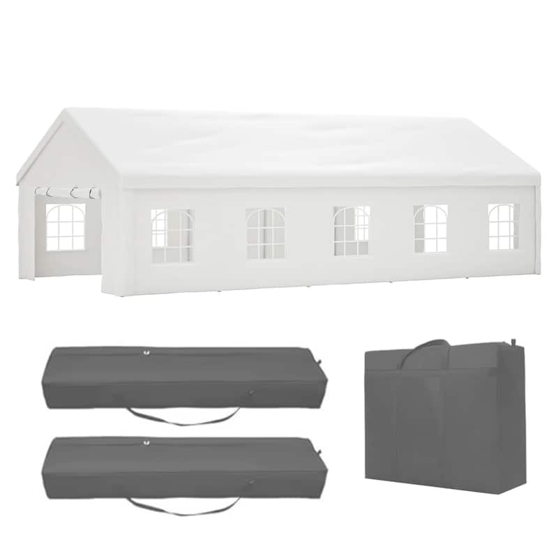 16 x 32FT Party Tent Heavy Duty, Large Wedding Event Shelters with 3 Storage Bags, Outdoor Canopy Gazebo Commercial Tents