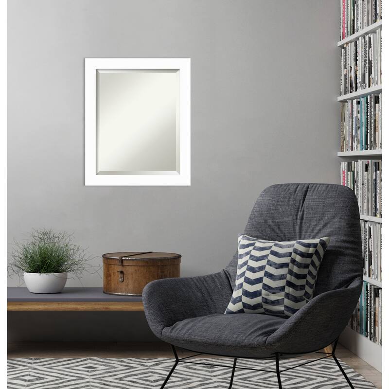 Basic Narrow Beveled Wood Framed Wall Mirror