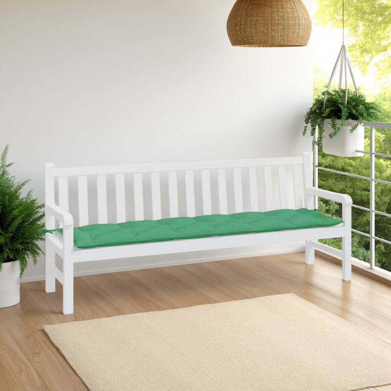 Claire Outdoor Cushion for Bench, Tufted Green Oxford Fabric, 79 Inch