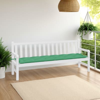 Claire Outdoor Cushion for Bench, Tufted Green Oxford Fabric, 79 Inch