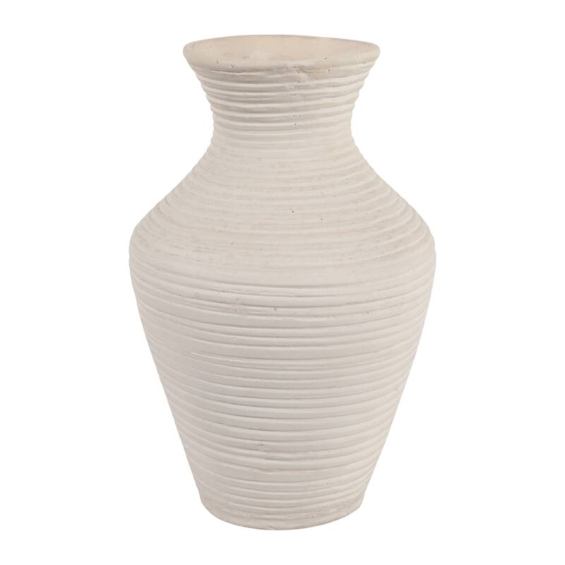 Sculptural Ribbed Paper Mache Table Vase - Stylish Tall Flower Vase