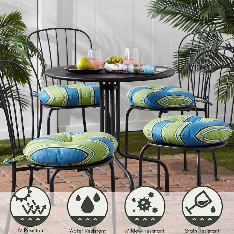 Cayman Stripe Outdoor 15-inch Bistro Chair Cushions (Set of 2)