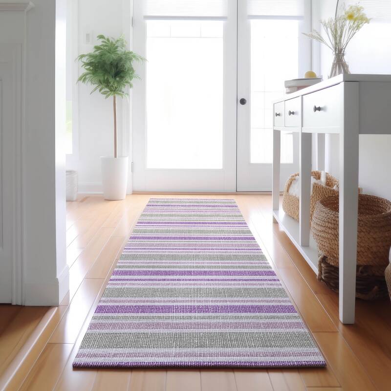 Premium Washable Super Soft Modern Cabana Stripe Mayfield Rug - Pearl - 2' 3" x 7' 6" - Runner