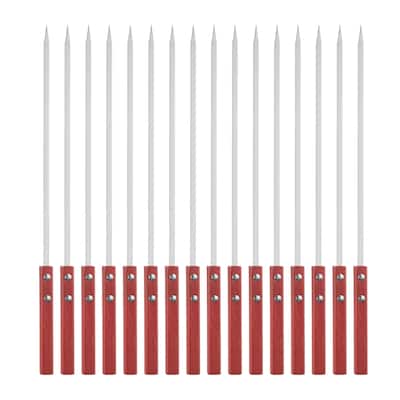 16pcs Kebob Skewers 40cmx7mmx2mm Flat Sticks with Wood Handle - 140cmx7mmx2mm