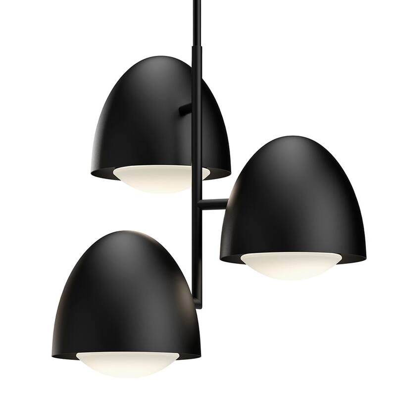 Alora Lighting CH529024OP Kenji 3 Light 24" Wide Chandelier with Opal - Matte Black