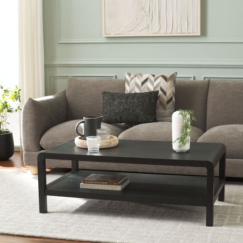 SAFAVIEH Home Omara 1 Shelf Coffee Table - 45"W x 24"D x 16"H - Black