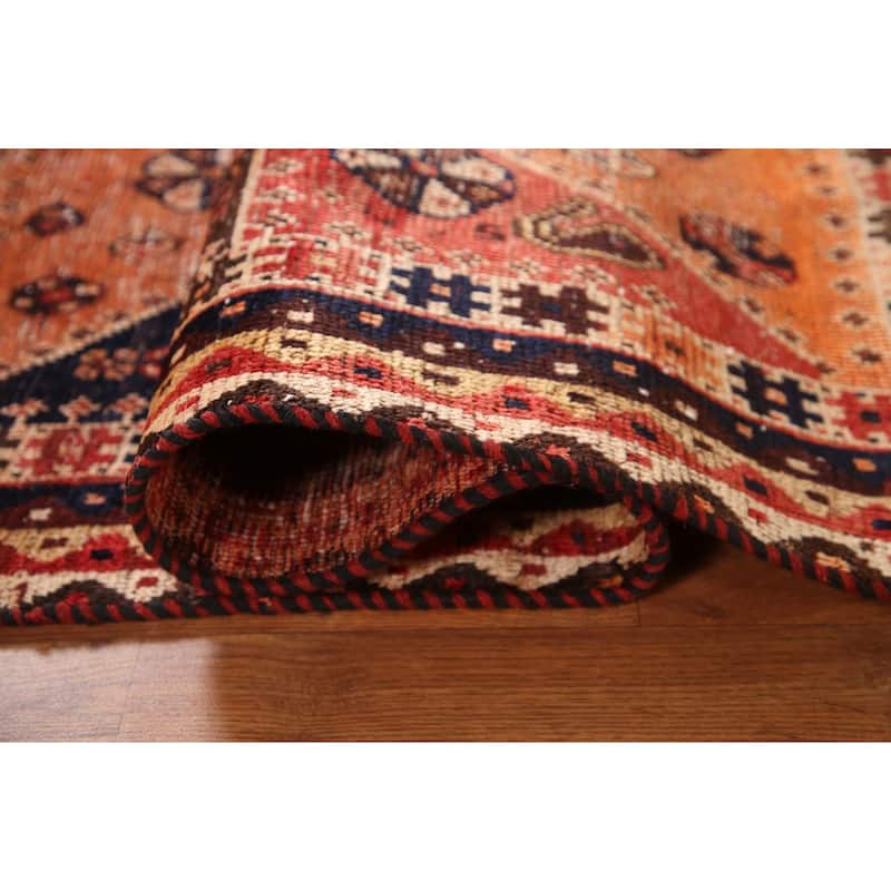 Vegetable Dye Animals Tribal Qashqai Persian Antique Rug - 3'3"x 5'6"