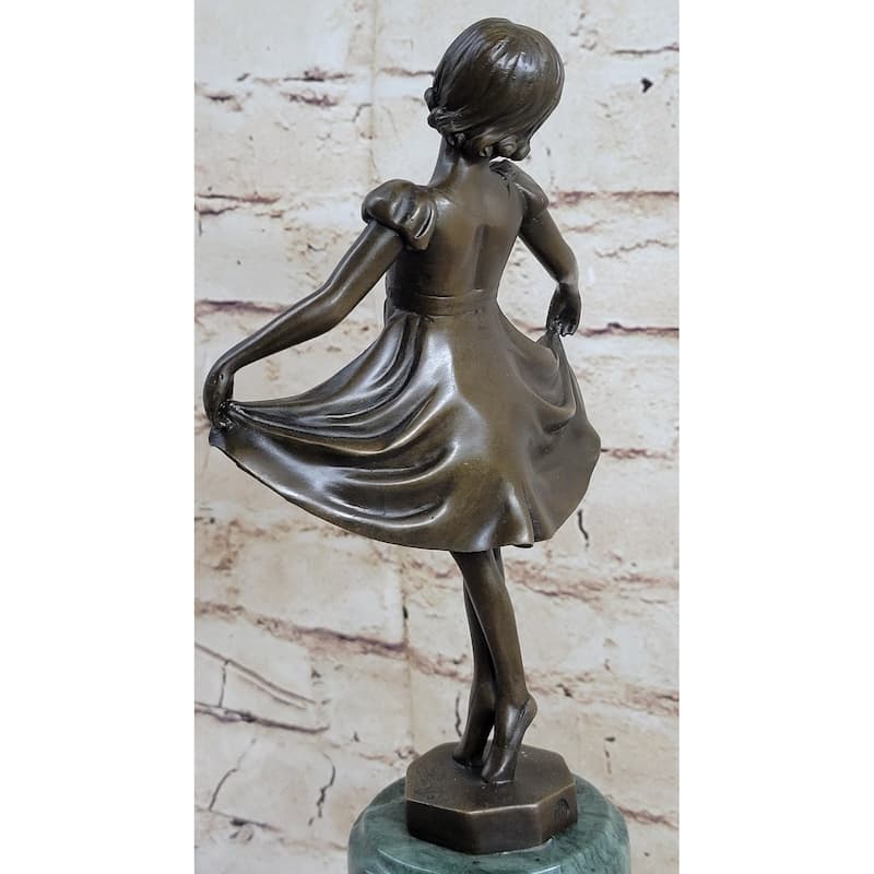 Signed:Preiss,Bronze Statue Little Ballerina Girl Dancer Bronze Sculpture Figure