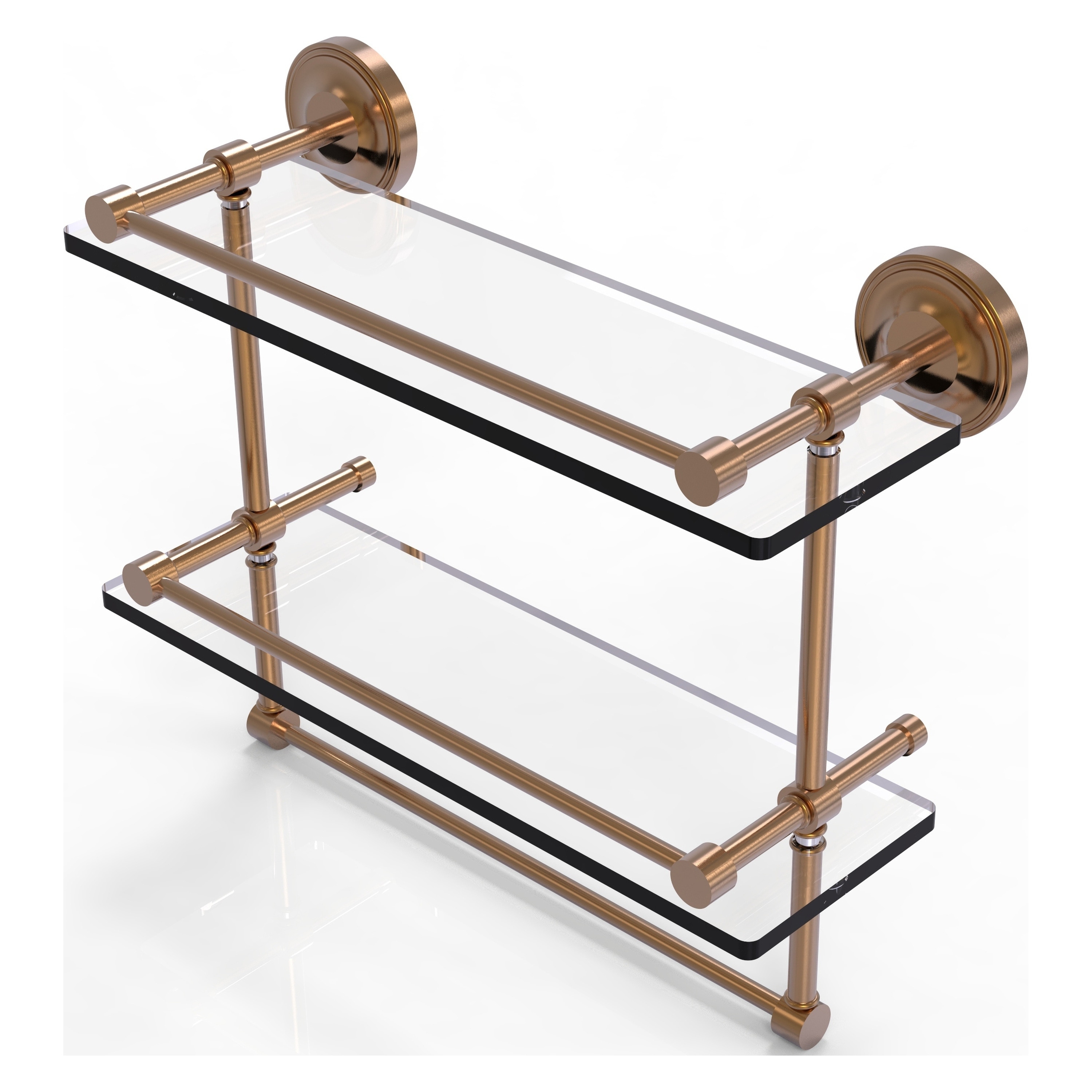 Allied Brass 16 Inch Gallery Double Glass Shelf with Towel Bar