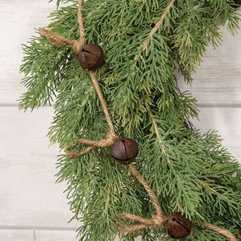 5’ Winter Bell Garland with Red Jingle Bells on Jute Rope for Rustic Holiday Decorations