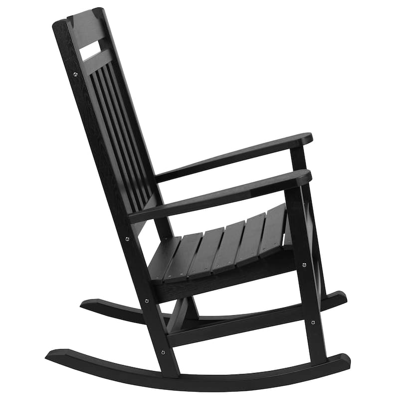 Set of 2 Indoor/Outdoor Poly Resin Rocking Chairs with Side Table - 25.625"W x 35"D x 42"H