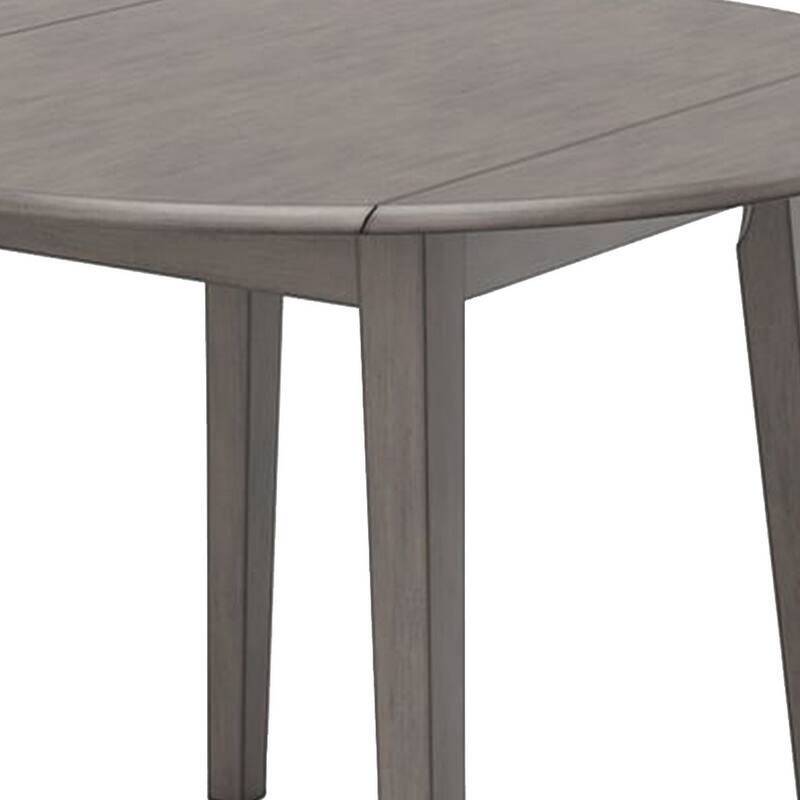 Ora 43 Inch Dining Table, Round Surface, Dual Drop Leaves, Smooth Gray