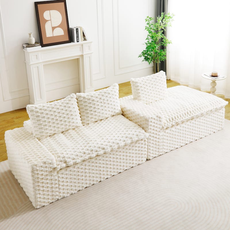 Versatile Turtle Velvet Sectional Sofa with Loveseat Couch and Chaise Lounge, Free Combination Modular Compressed Couch