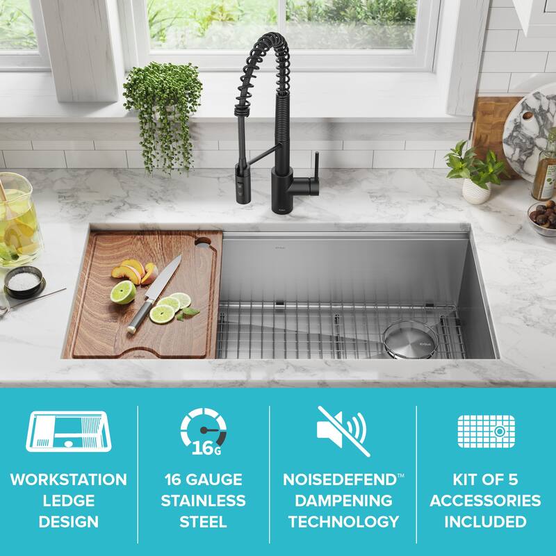 KRAUS Kore Workstation Undermount Stainless Steel Kitchen Sink