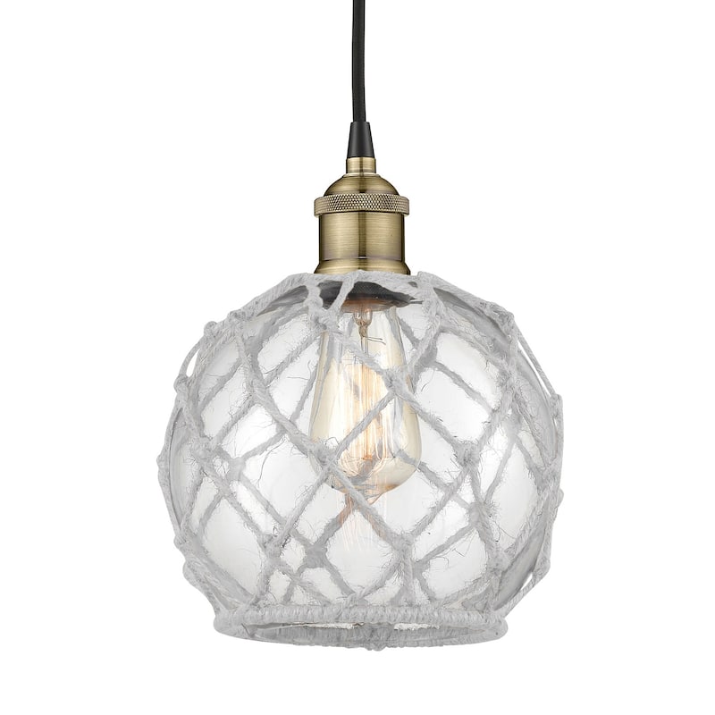 Innovations Lighting 616-1P-11-8 Edison Pendant Edison 8" Wide Mini - Black Antique Brass / Clear / White
