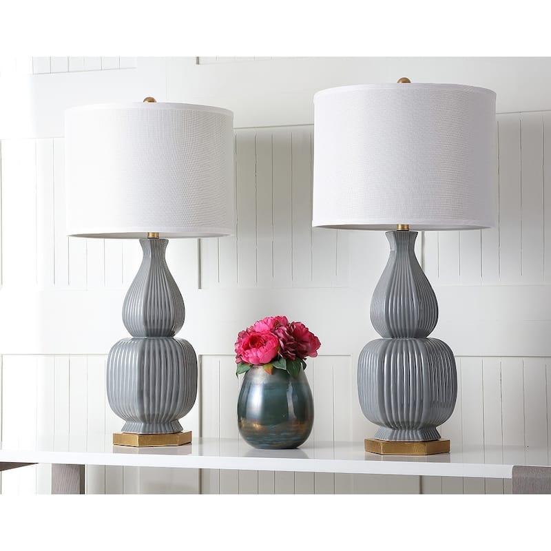SAFAVIEH Lighting Dalmazia 32-inch Grey/ Gold Table Lamp (Set of 2) - 15"x15"x31.5" - 15Wx15Dx32H