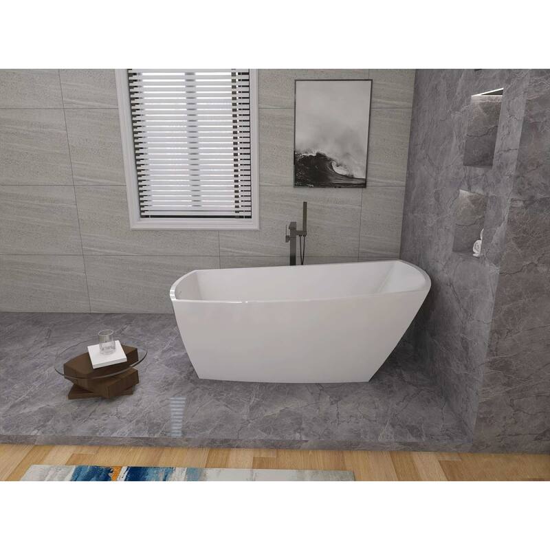 Peter Soaking Single Slipper Rectangular Bathtub in Glossy White