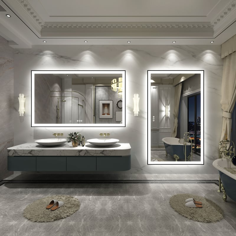 Front & Back LED Anti-Fog Tempered Glass Framed Bathroom/Vanity Mirror 3-Year Warranty