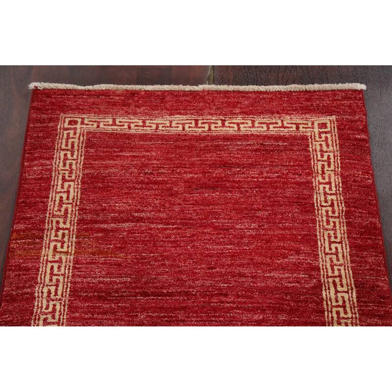 Bordered Gabbeh Kashkoli Oriental Runner Rug Hand-knotted Wool Carpet - 2'7" x 8'10"