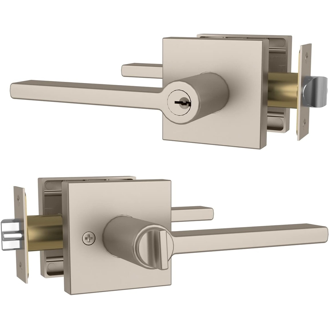 Mega Handles PRIME Entry Door Lever Handle Set – Reversible Square Door Lock for Left- or Right-Handed Doors, Heavy-Duty Design