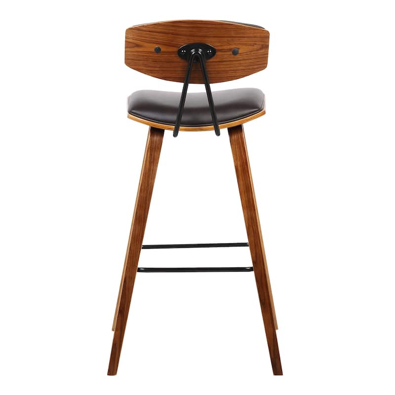 Fox Mid-Century Bar Stool, Upholstered Counter Height Chair with Bentwood Legs