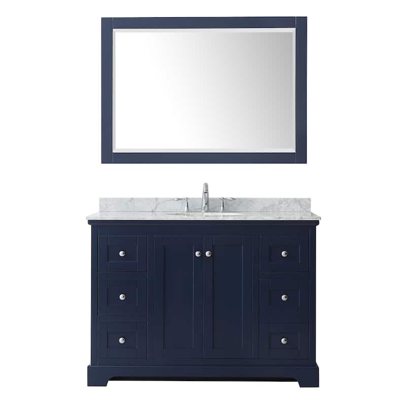 Avery 48-inch Single Vanity, Marble Top, Oval Sink, 46-inch Mirror