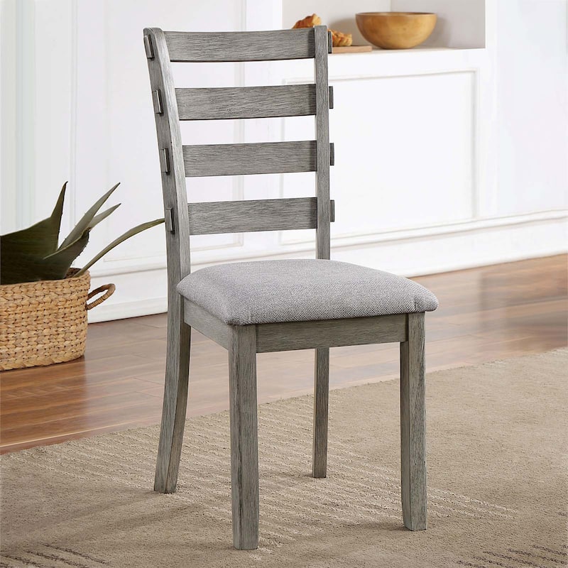Gray Color Dining Chairs Padded Seat Set of 2pc