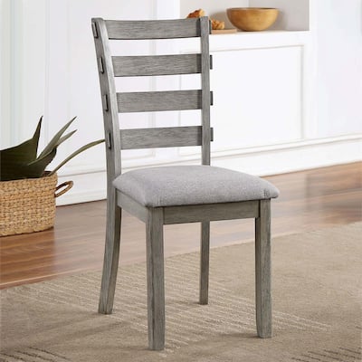 Gray Color Dining Chairs Padded Seat Set of 2pc