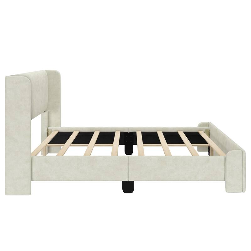 Max and Lily Full-Size Upholstered Bed with Rectangular Headboard