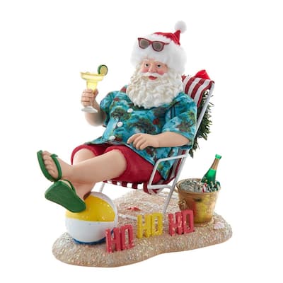 Kurt Adler 8.5-Inch Fabriche Santa Sitting on Beach Chair