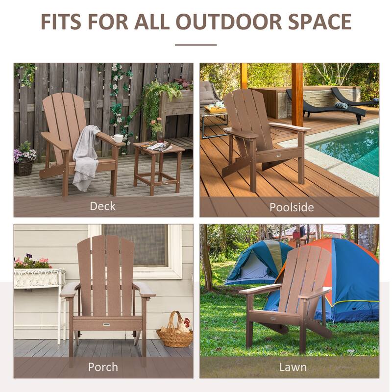 Outsunny Plastic Adirondack Chair, HDPE Fire Pit Chair with High Back for Backyard, Garden