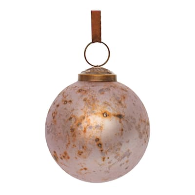 Mercury Glass Christmas Ball Ornaments - 4" (100mm) - Purple - 6ct