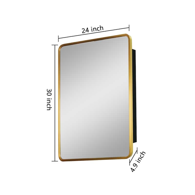 24x30 inch Metal Framed Wall mount or Recessed Bathroom Medicine Cabinet with Mirror
