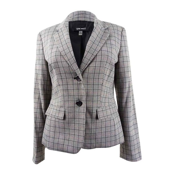 Nine West Women's Two-Button Plaid Jacket - Cinnmon/Black Mult. Opens flyout.