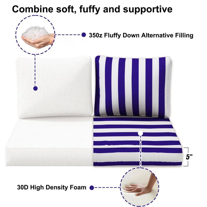 Outdoor Loveseat Cushion Set (Set of 1 Seats,48x24in, 2 Backs,24x18in )