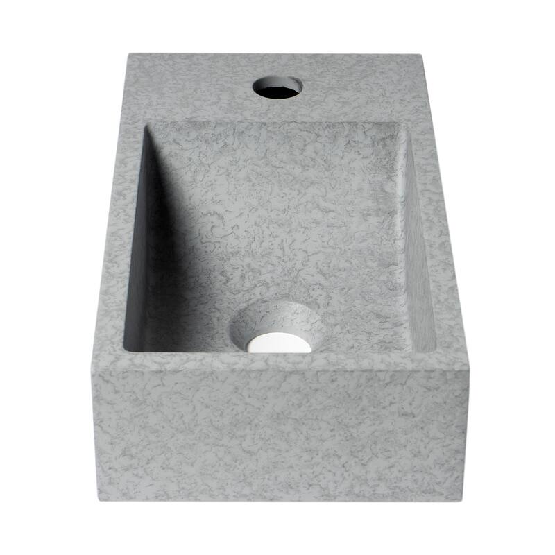 ALFI brand 16" Small Rectangular Solid Concrete Gray Matte Wall Mounted Bathroom Sink
