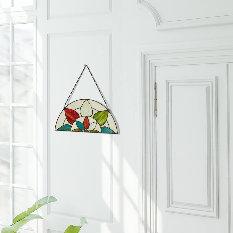 River of Goods 20-Inch Floral Arch Stained Glass Window Panel - 20" x 0.25" x 10"