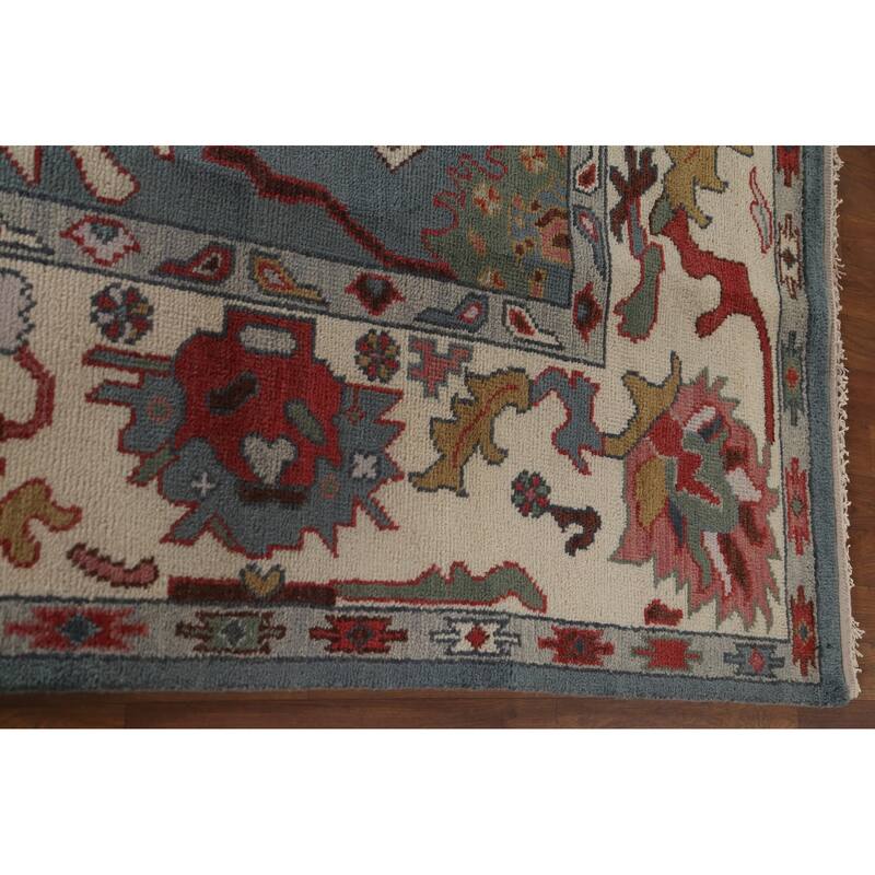 Blue Oushak Indian Area Rug Handmade Living Room Wool Carpet - 7'11"x 10'1"