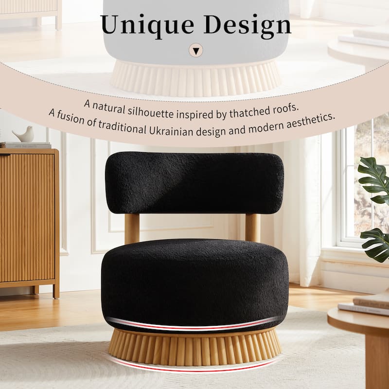 Christopher Knight Home - Rovena Modern Farmhouse Upholstered Accent Chair with Thatched Wood Base