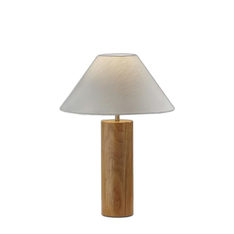 HomeRoots 26" Natural Solid Wood Cylinder Table Lamp With White Cone Shade - 18 x 18 x 25.5