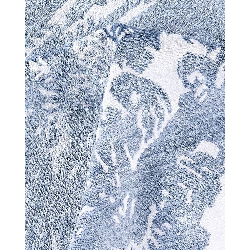 Modern One-of-a-Kind Hand-Knotted Area Rug, Blue - 9' 0" x 12' 1"