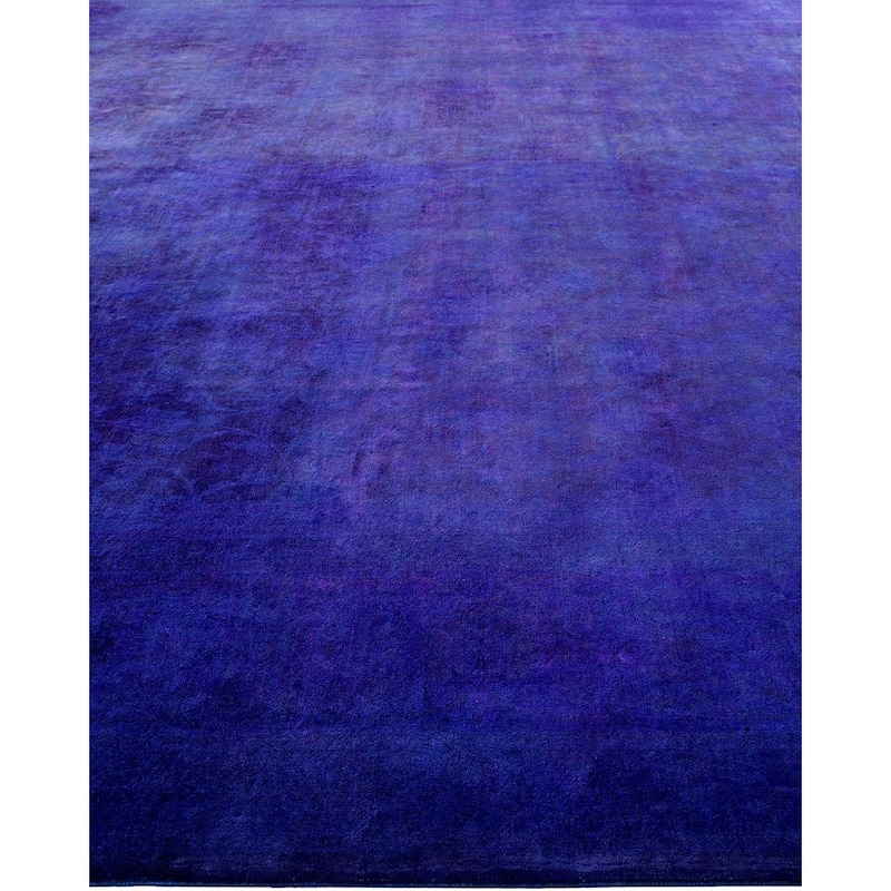 Overton Hand Knotted Wool Vintage Inspired Modern Contemporary Overdyed Purple Area Rug - 12' 4" x 17' 0"