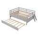 preview thumbnail 5 of 7, Gray Solid Pine Wood Low Loft Bed Full Size with Safety Fence and Trundle