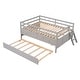 preview thumbnail 14 of 25, Solid Pine Wood Low Loft Bed Full Size with Safety Fence and Trundle