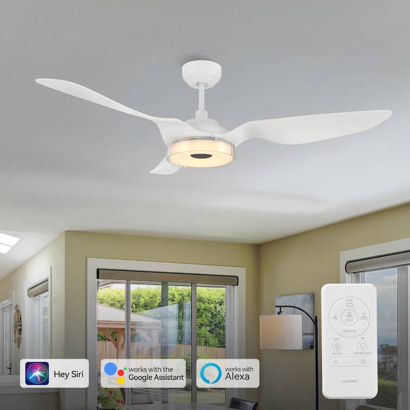 CARRO Felix 56" ABS 3-Blade Indoor Black Smart Ceiling Fan with Light and Remote - White